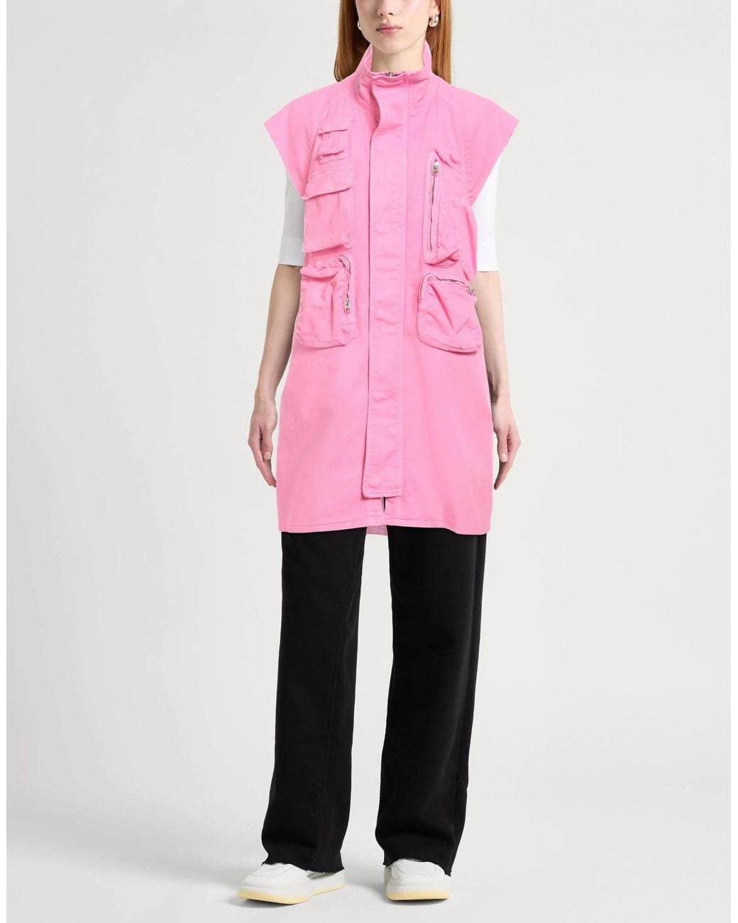 Pink Business Class MM6 by Maison Margiela Stretch Denim Vest in Pink | Lyst
