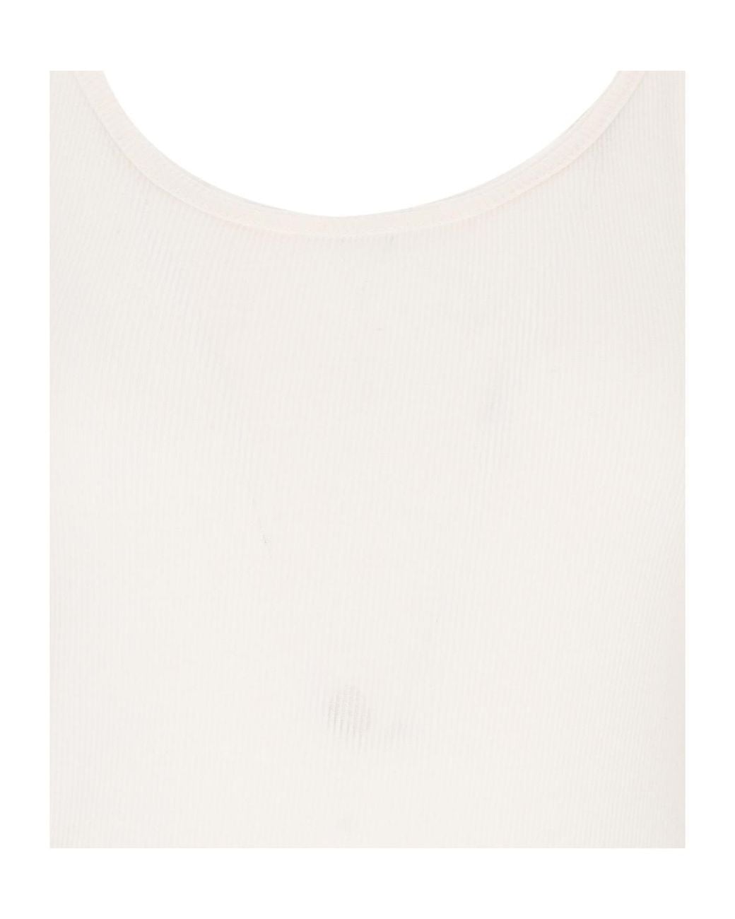 Saint Laurent White Sleeveless Ribbed Tank Top