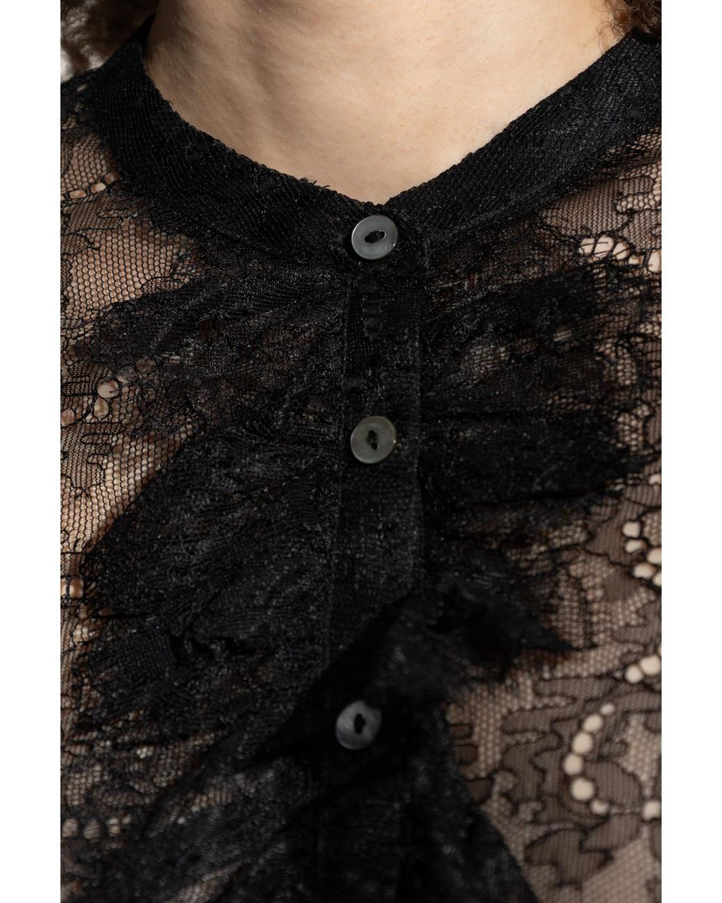 Ulla Johnson Black Lace Button-Front Blouse