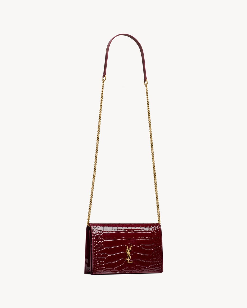 Saint Laurent Red Cassandre Envelope Chain Wallet