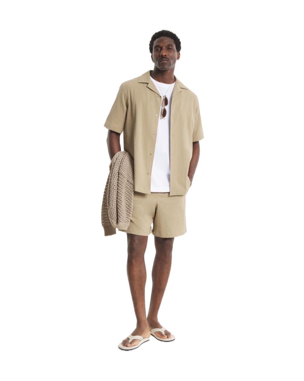 Maison Kitsuné Natural Maison Kitsuné Elastic-Waist Drawstring Shorts for men