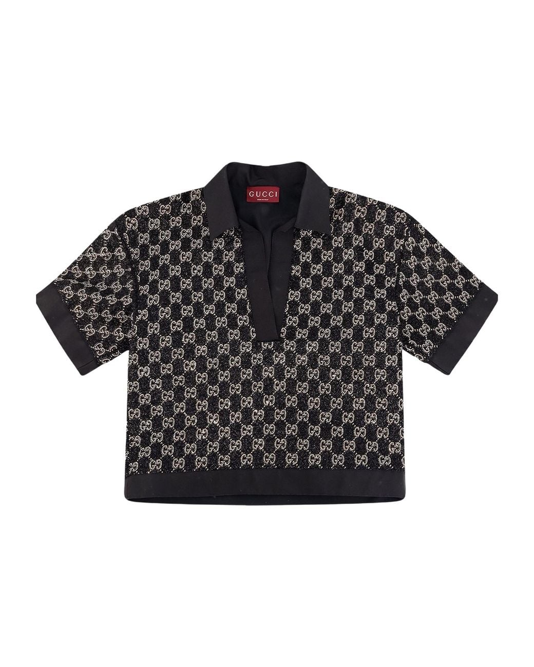 Gucci Black Tweed Lamé Top Viscose Blouses
