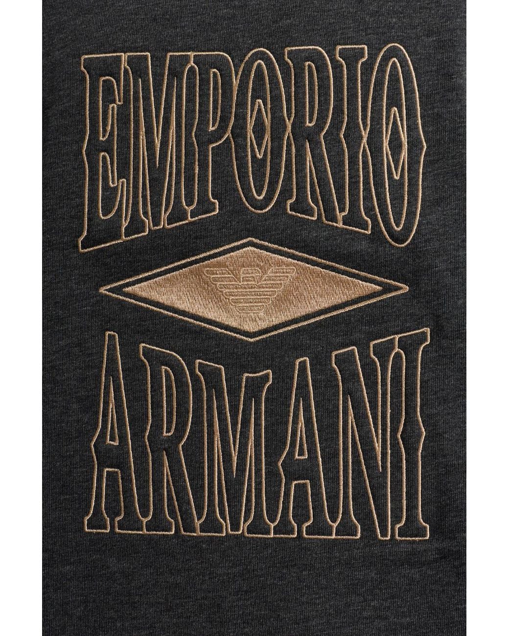 Emporio Armani Black Embroidered Logo T-Shirt for men