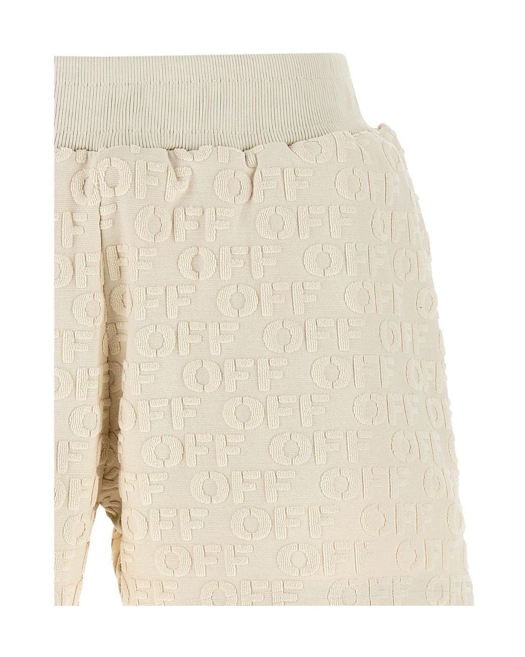 Off-White c/o Virgil Abloh Natural Terry Off Logo Detailed Shorts