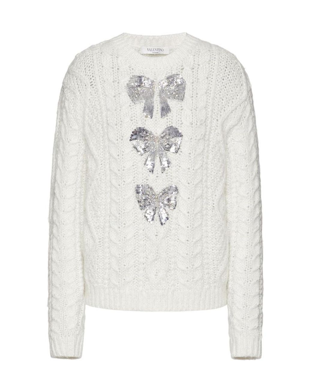 Valentino White Knitted Inlaid Pullover