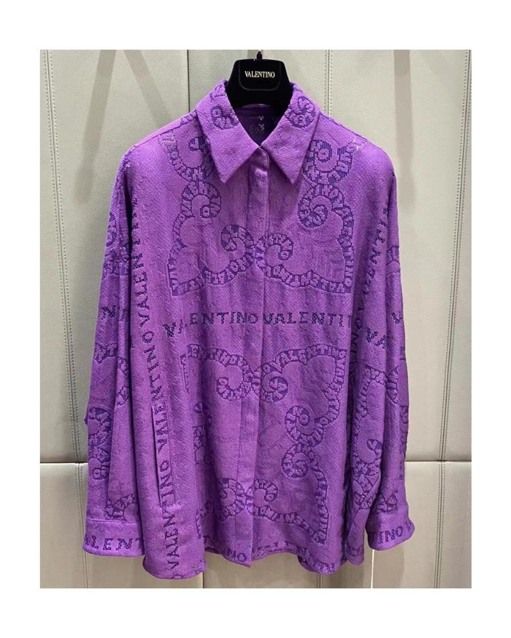 Valentino Purple Cut-Out Lace Shirt Minidress