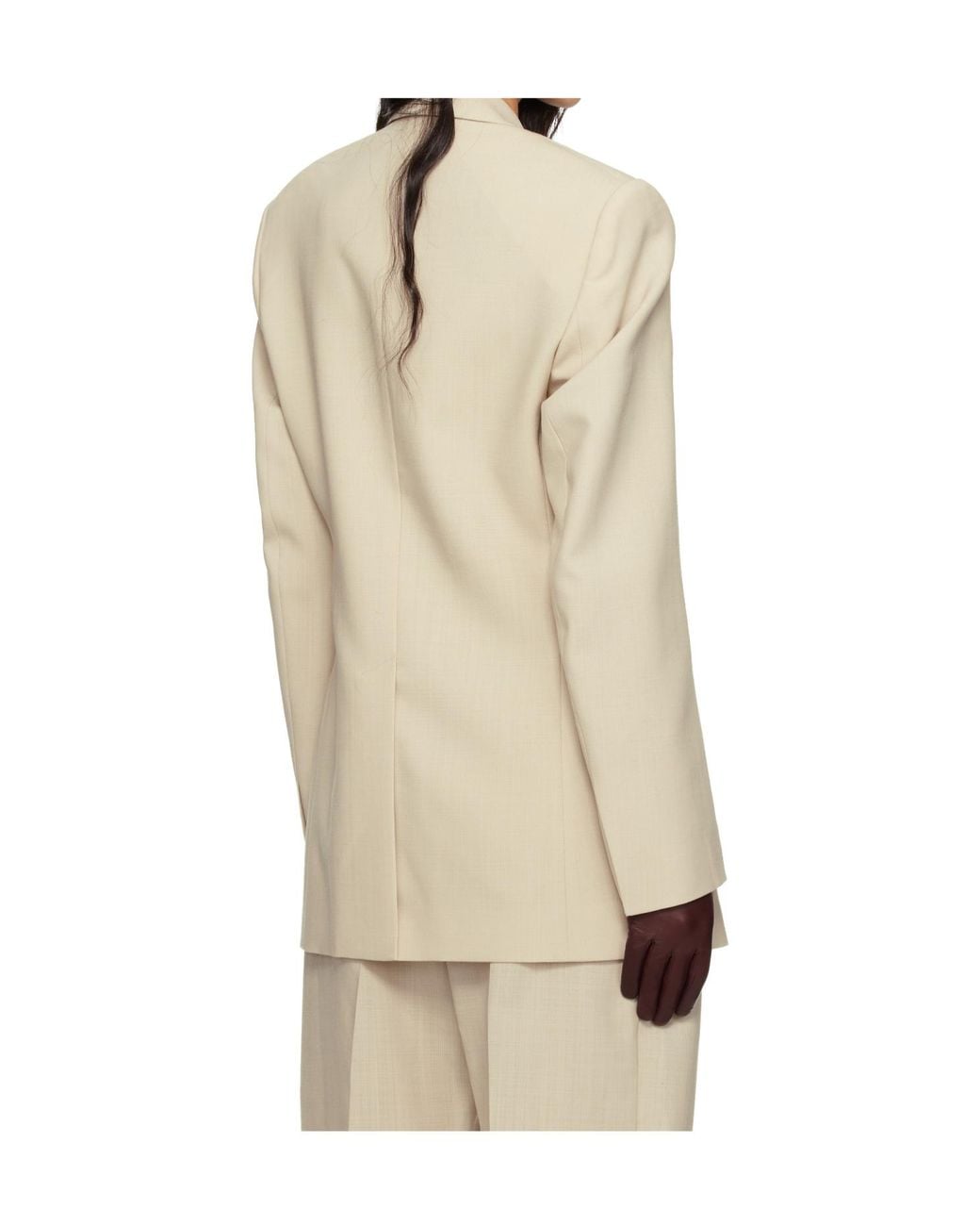 Wardrobe NYC Natural Button-Down Suit Jacket