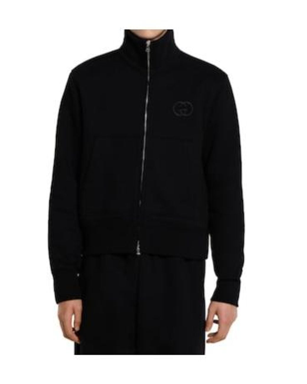 Gucci Black Brushed Jersey Zip Sweatshirt for men