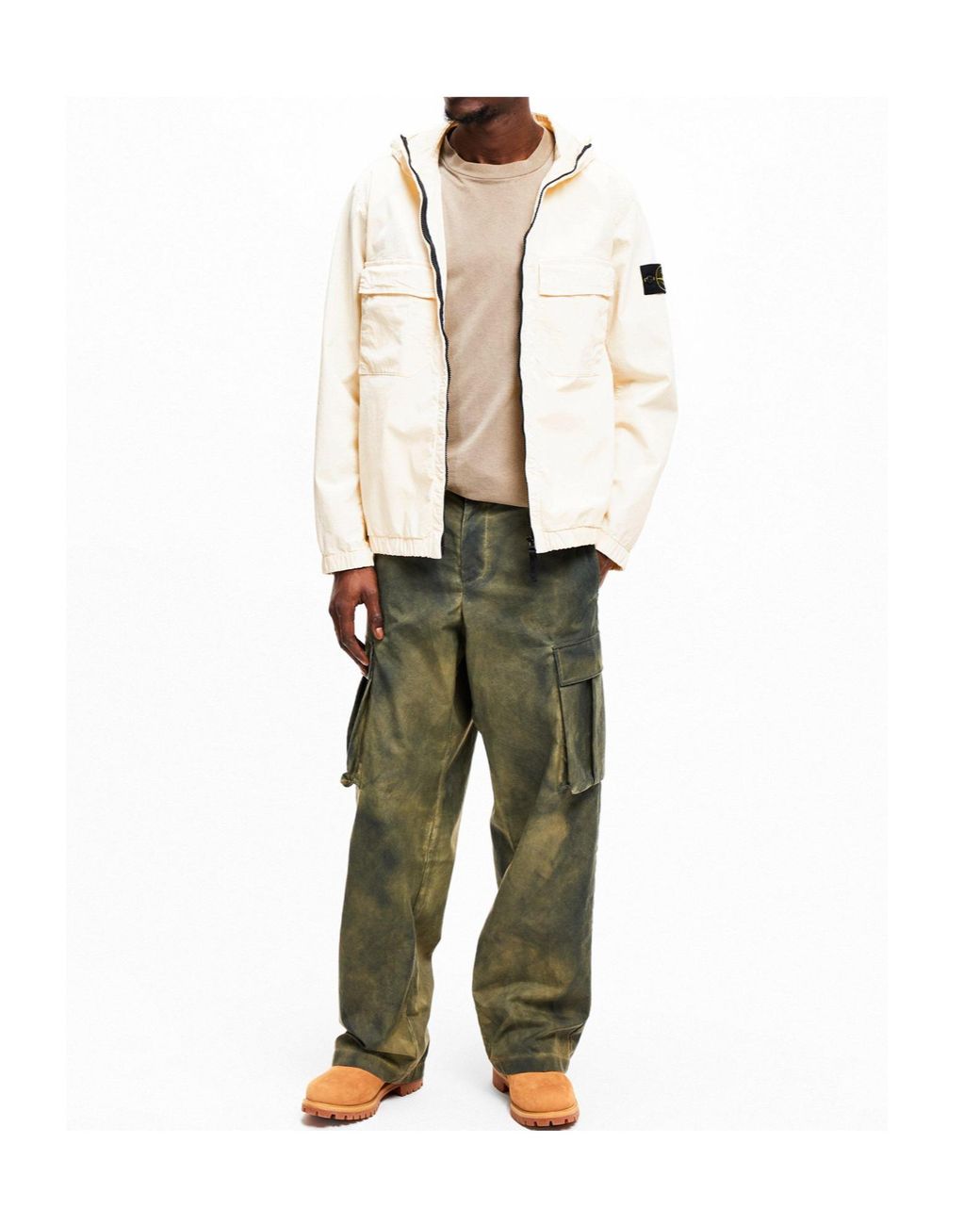 Stone Island White Twill Jacket for men