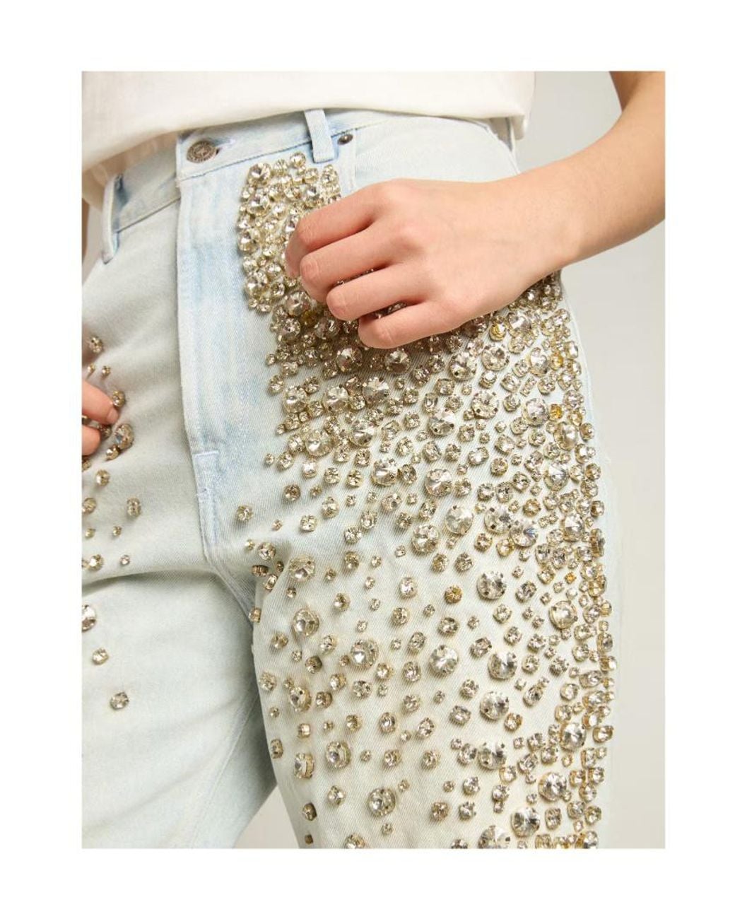Golden Goose Deluxe Brand Gray Distressed Embellished Jeans