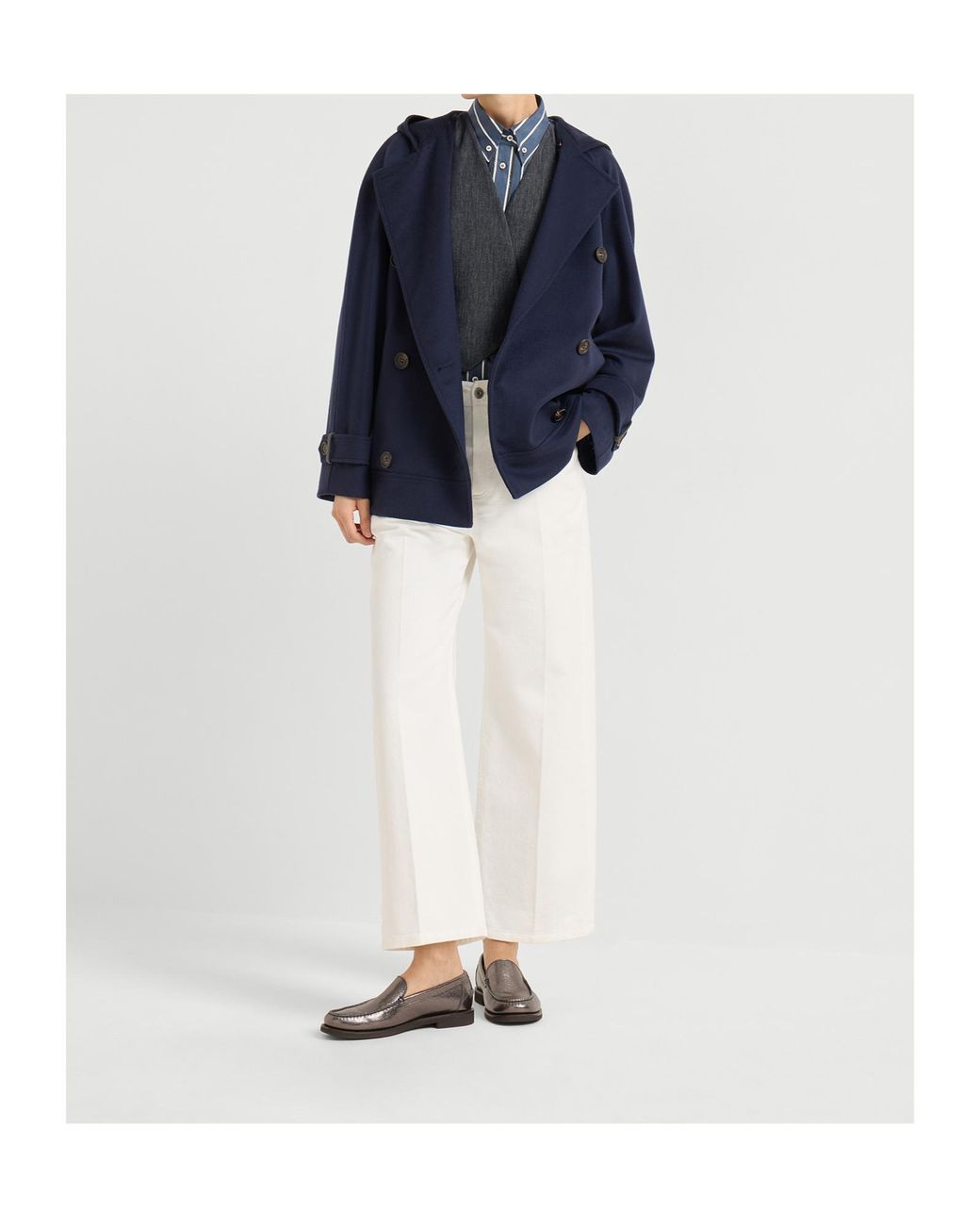 Brunello Cucinelli Blue Long-Sleeved Coat