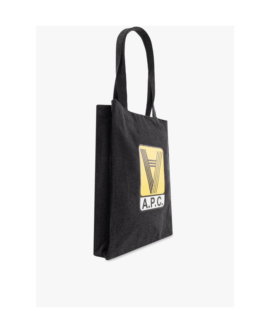 A.P.C. Black Lou Logo Printed Tote Bag for men