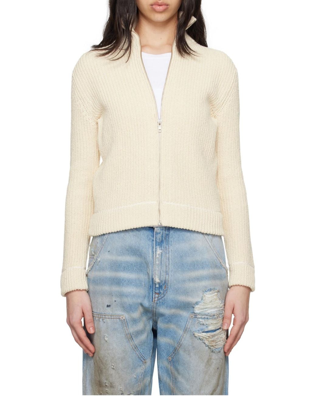 MM6 by Maison Margiela Natural High Neck Cardigan