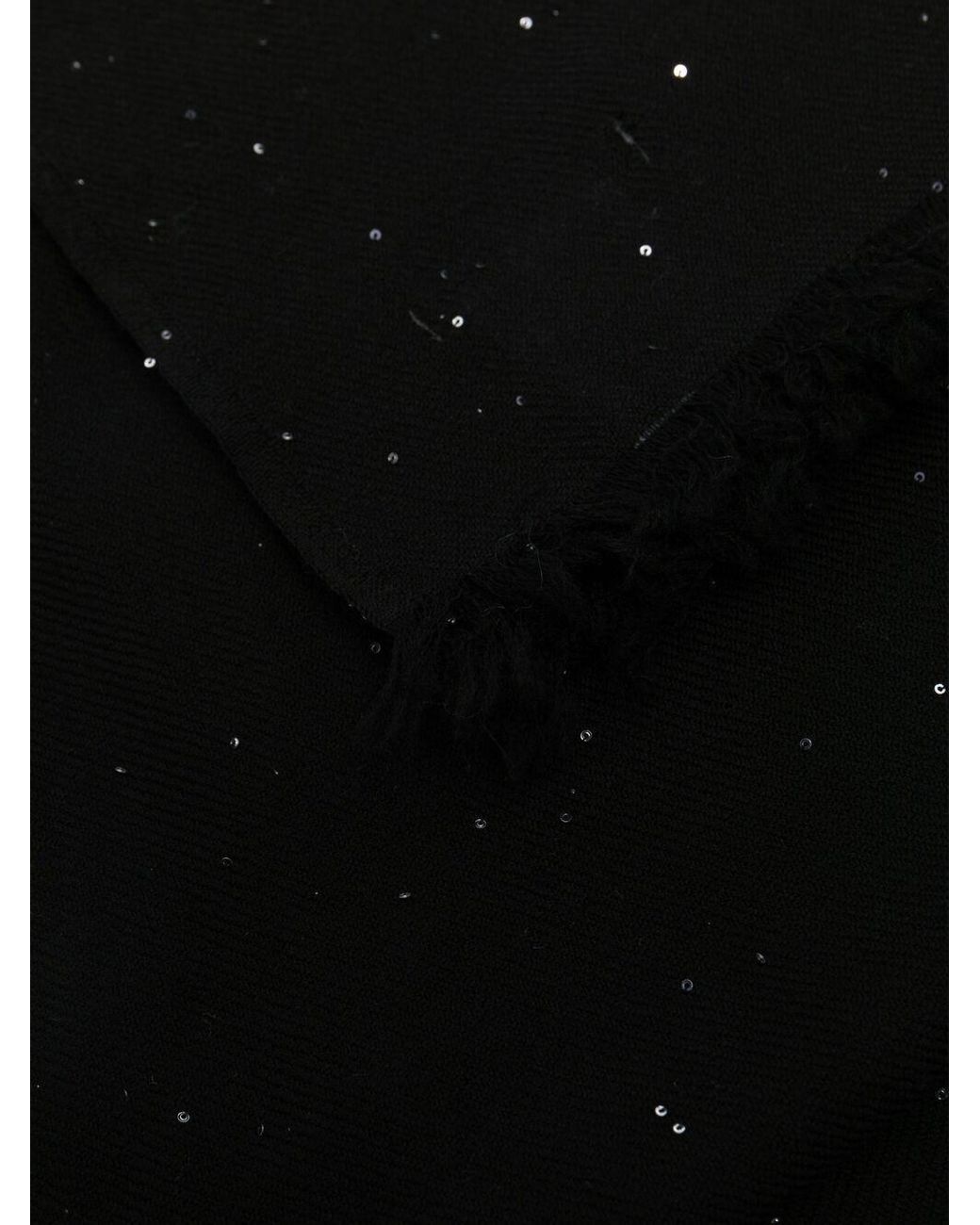 Faliero Sarti Black Sequin-Embellished Scarf