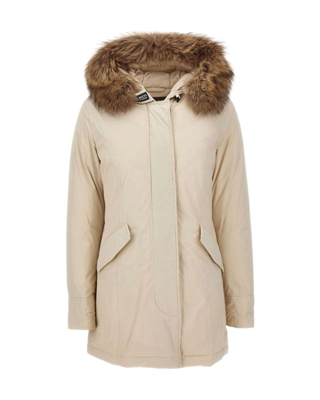 Woolrich Natural Arctic Hooded Fur Trim Parka Coat
