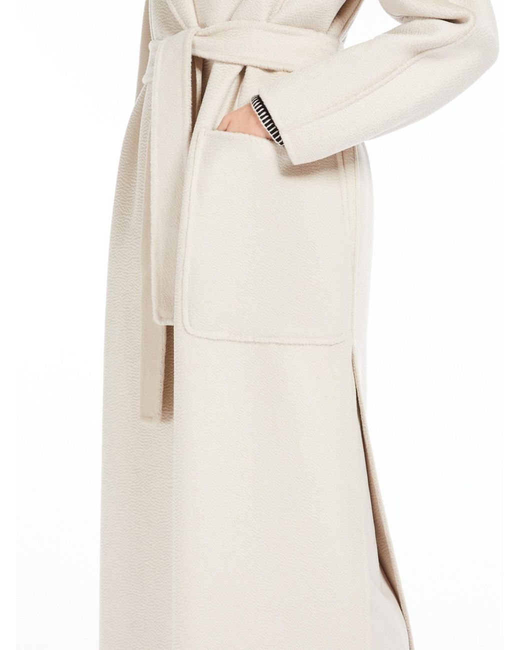 Max Mara White 'S Belted Long-Sleeved Coat