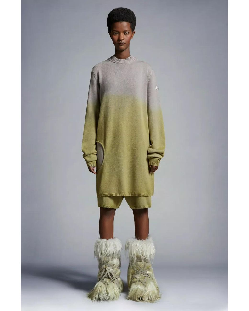 Moncler Gray Moncler Rick Owens Cut Out Knitted Jumper for men