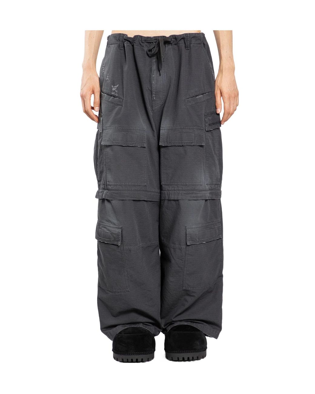 Balenciaga Gray Washed-Out Large Cargo Pants for men