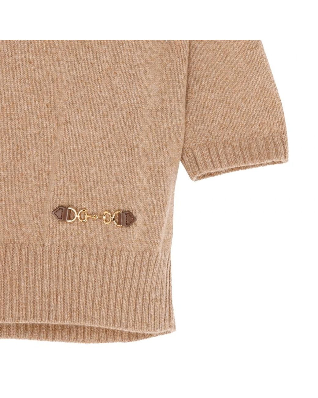 Gucci Natural Cashmere Top With Horsebit