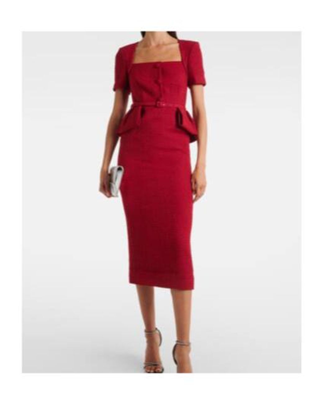 Roland Mouret Red Boucle Midi Dress