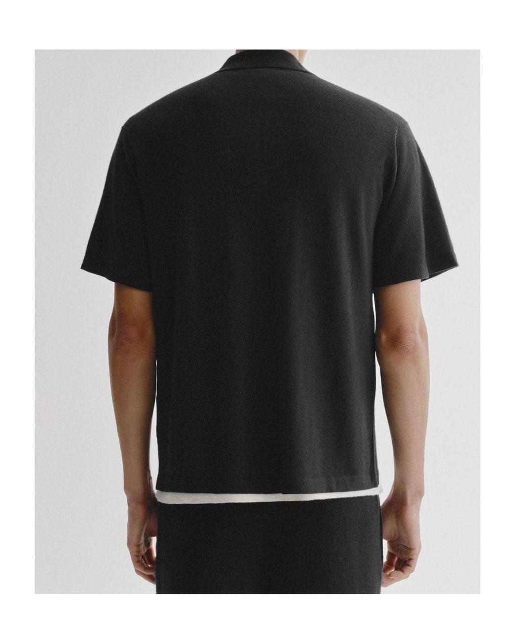 Lisa Yang Black Short-Sleeved Knit Polo Shirt for men