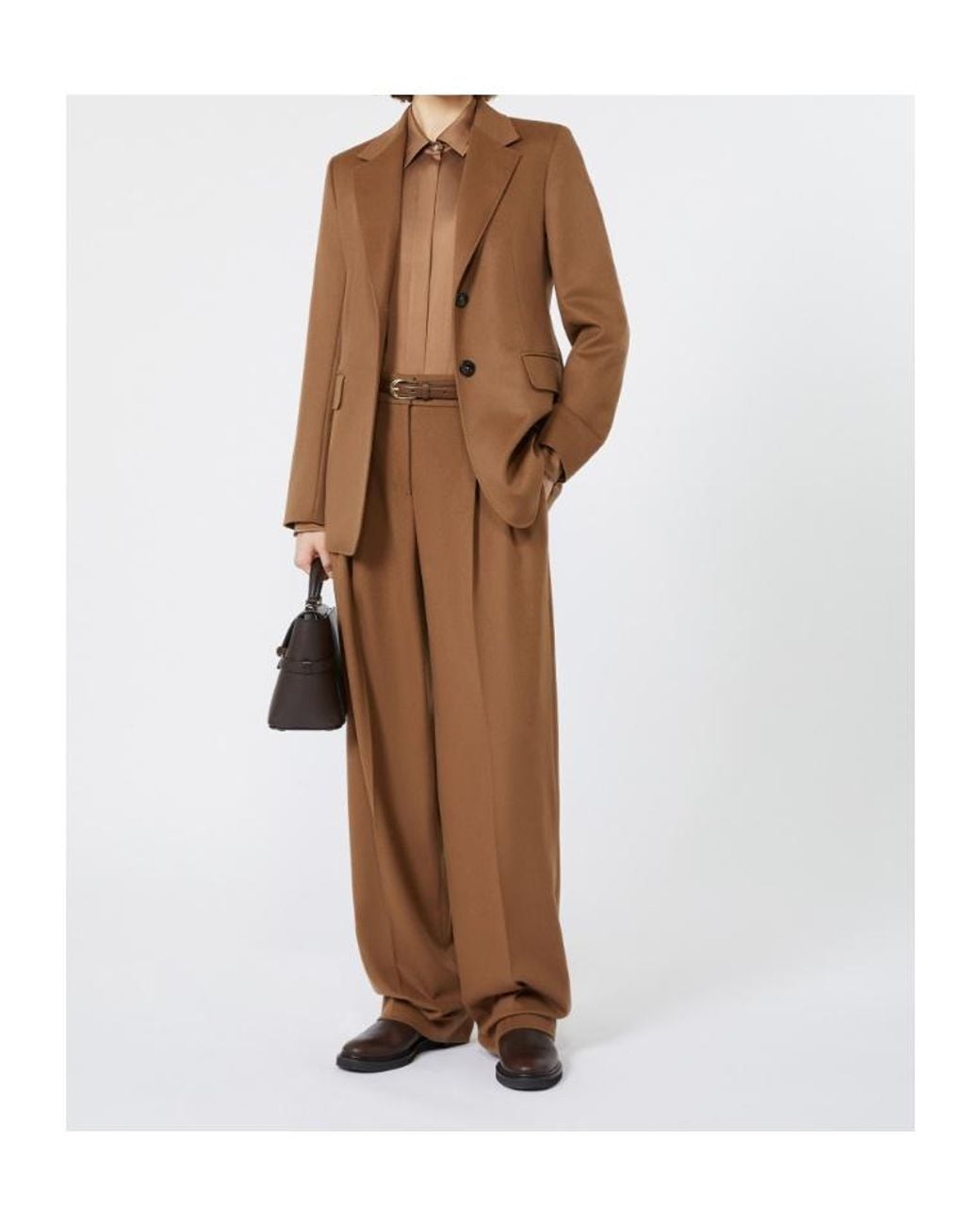 Max Mara Brown Studio Mannish Satin Shirt