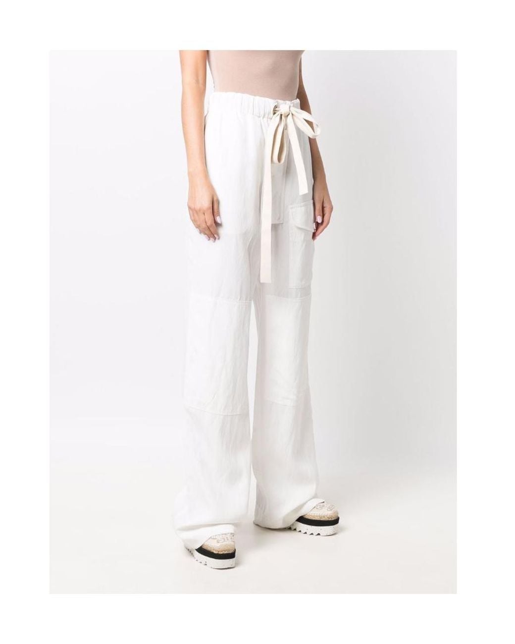Stella McCartney White Flap Pockets Straight-Leg Trousers