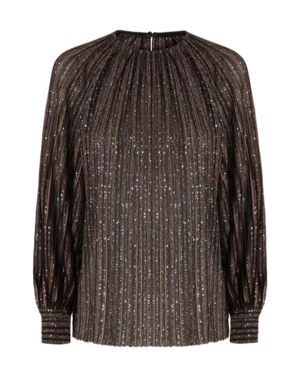 Missoni Brown Relaxed Fit Sequin-Striped Top