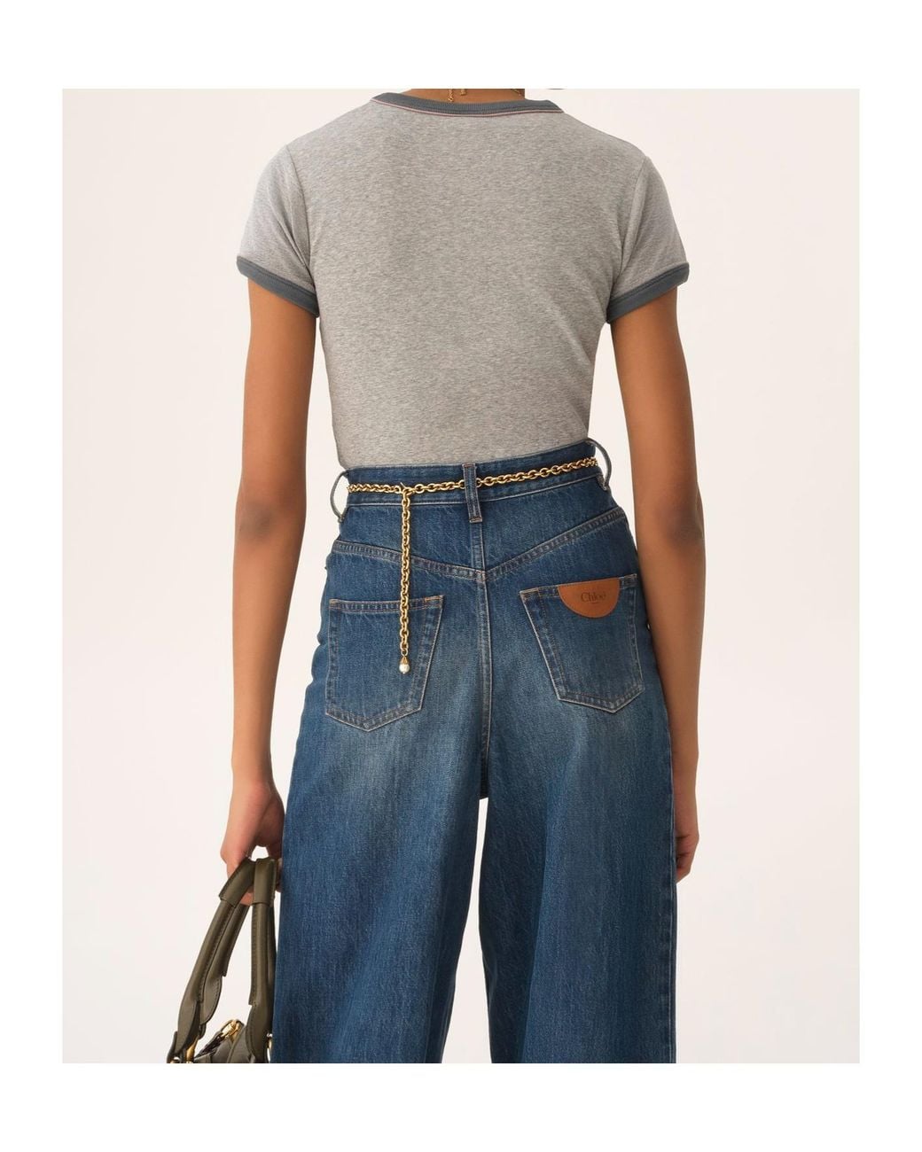 Chloé Gray Chloé Logo Printed Crewneck T-Shirt