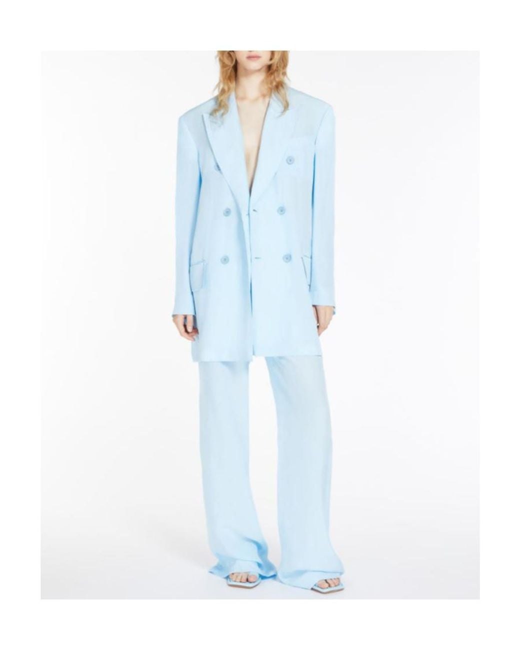 Sportmax Blue High Waist Straight Leg Pants