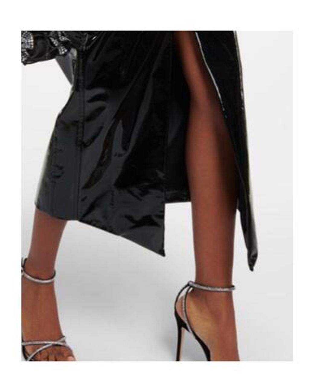 David Koma Black Corset Patent Leather Midi Dress