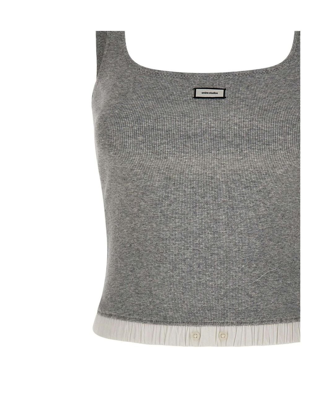Entire studios Gray Cropped Ribbed Knitted Top