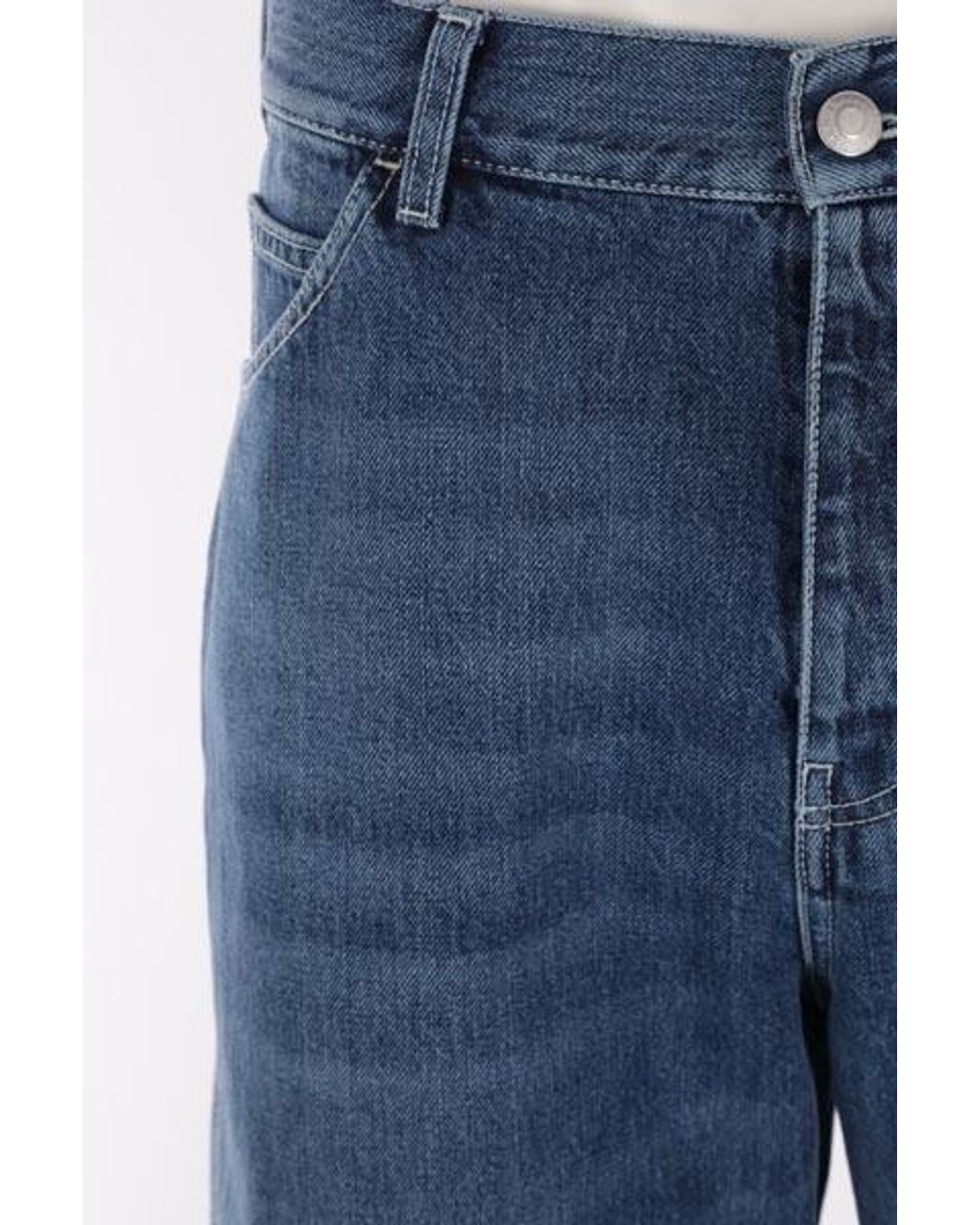 McQueen Blue Logo Patch Wide Leg Jeans for men
