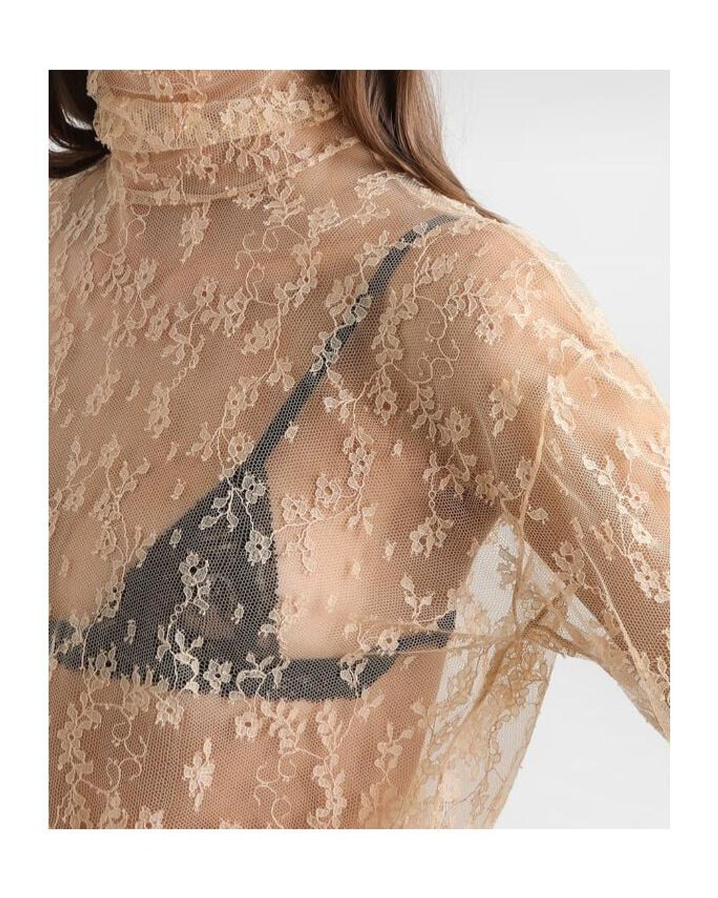 Dolce & Gabbana Natural Lace Roll-Neck Top