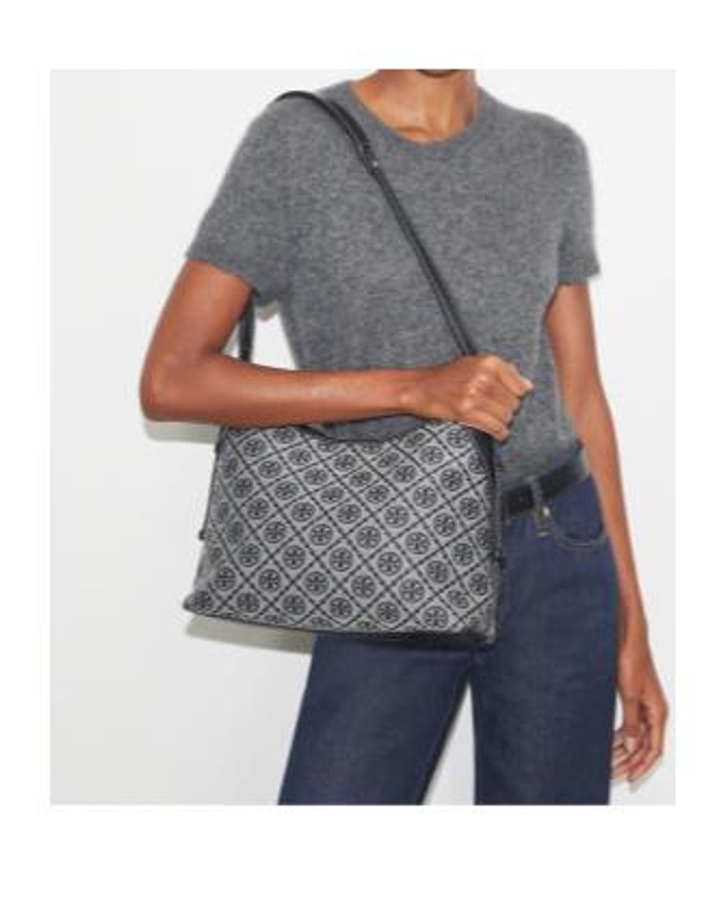 Tory Burch Gray T Monogram Messenger Bag