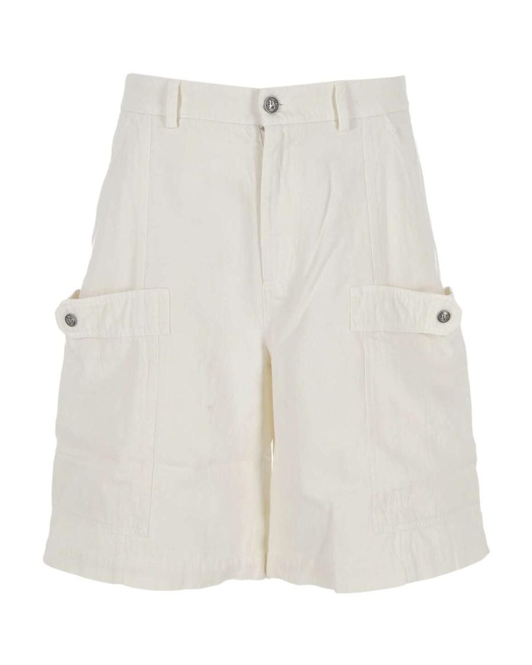 Palm Angels White Cargo Shorts for men