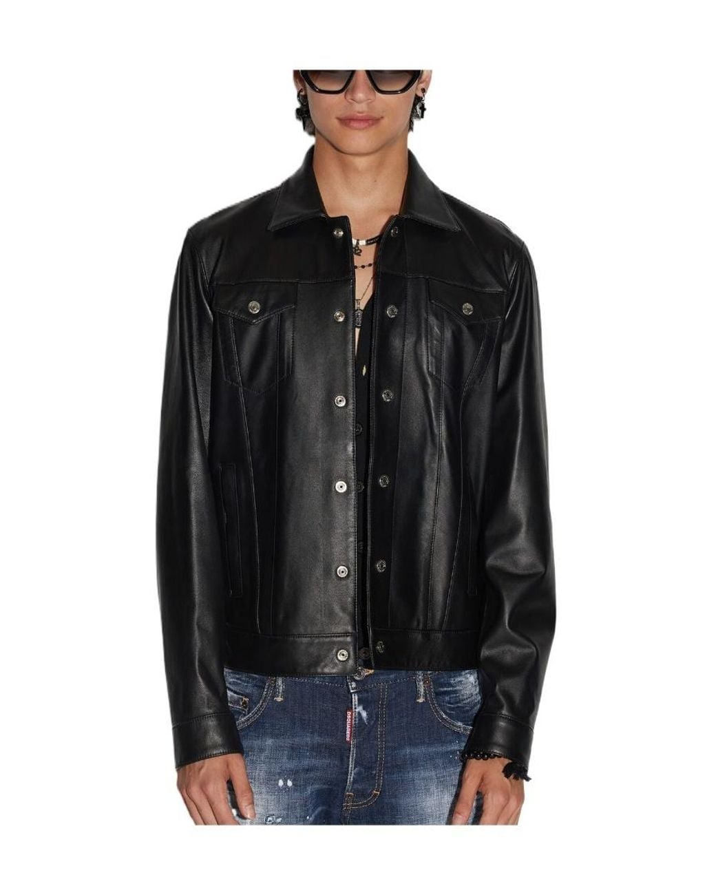 DSquared² Black Long Sleeved Snapped Jacket for men
