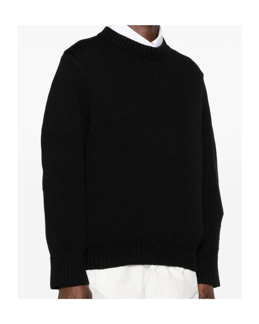 Totême Black Totême Ribbed Crew Neck Knitted Sweater