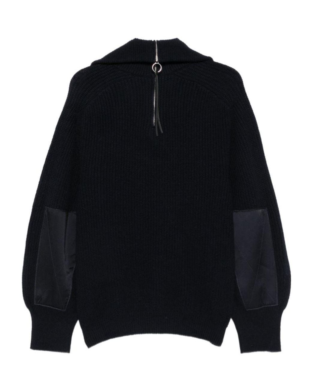 Semicouture Black Ribbed-Knit Half-Zip Sweater