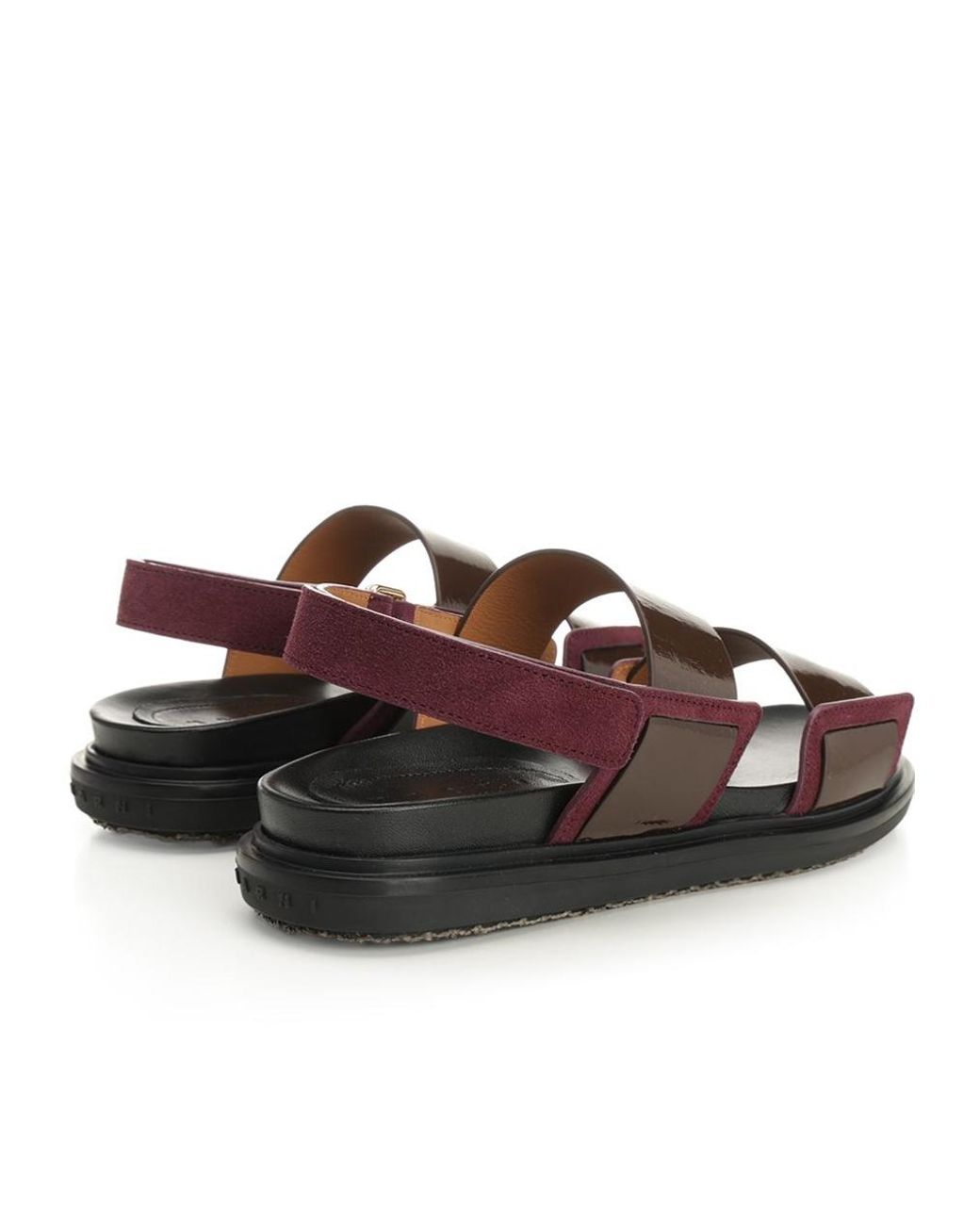 Marni Brown Fussbett Two-Tone Leather Slingback Sandals