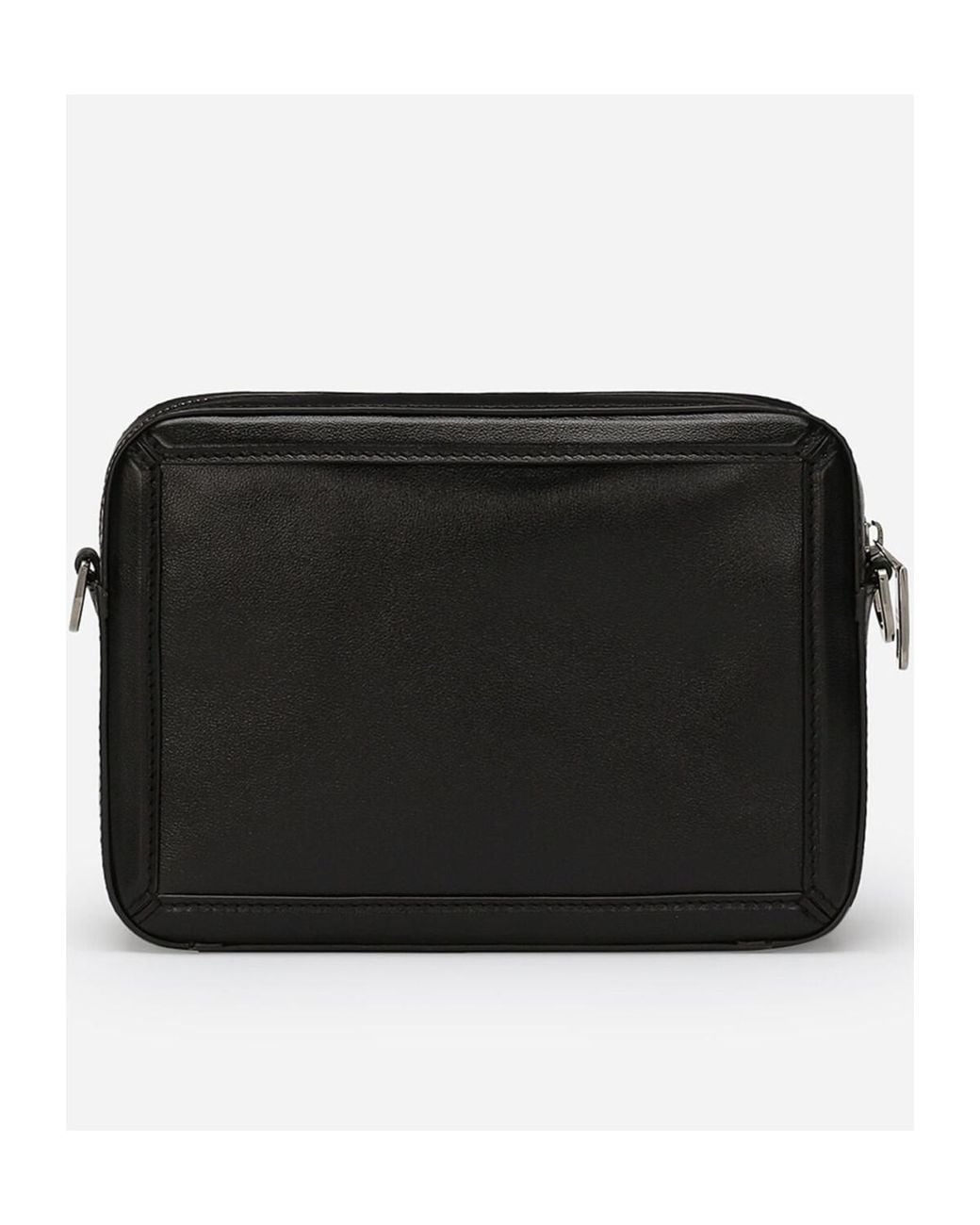 Dolce & Gabbana Black Logo Plaque Zipped Mini Messenger Bag for men