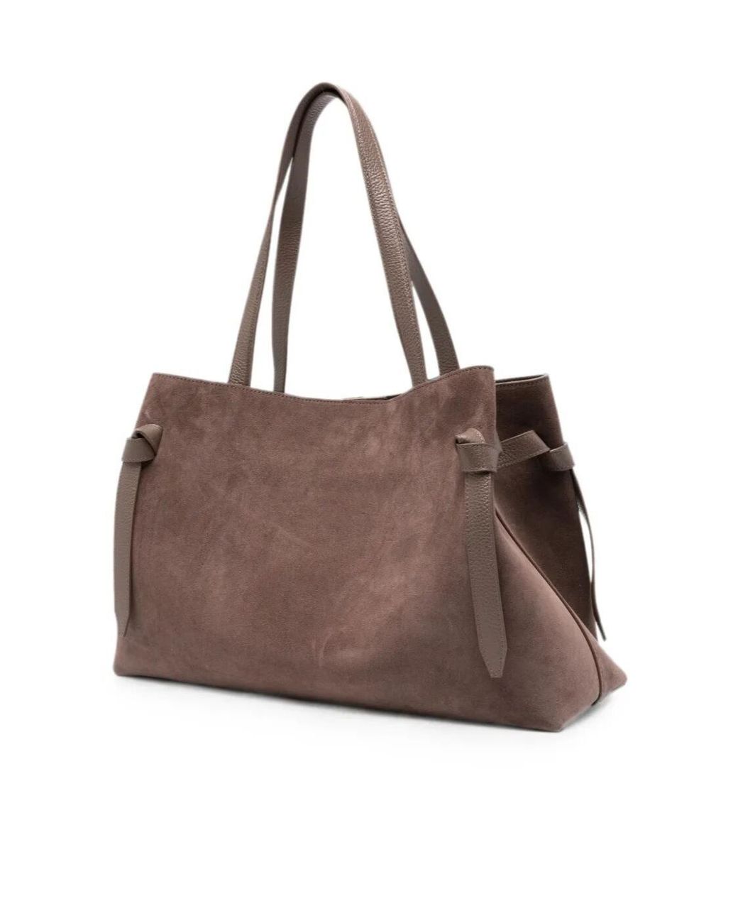 Yuzefi Brown Gyoza Suede Knotted-Strap Tote Bag