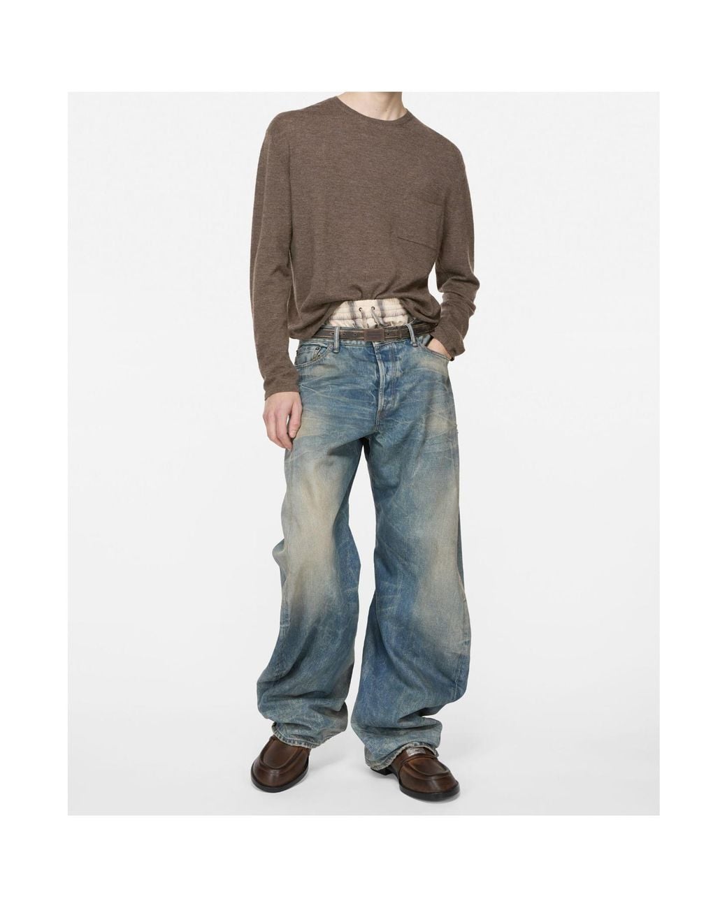 Acne Brown Logo Patch Crewneck Jumper for men
