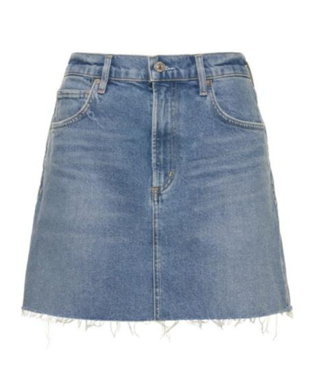 Citizens of Humanity Blue Beatnik Cotton Denim Mini Skirt