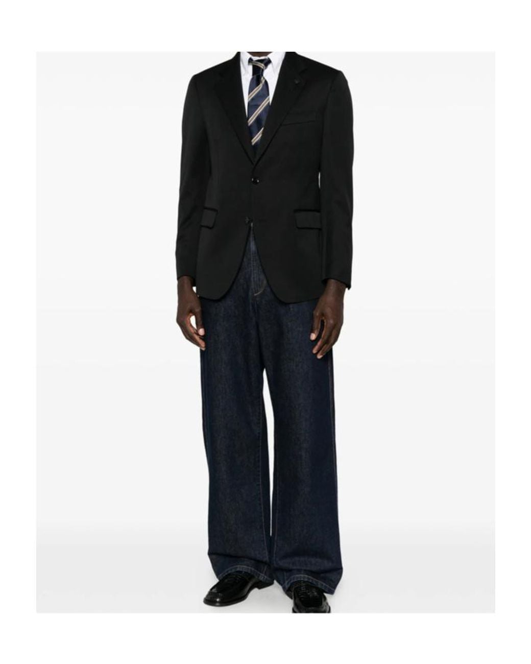 Lardini Black Single-Breasted Notched-Lapels Blazer for men