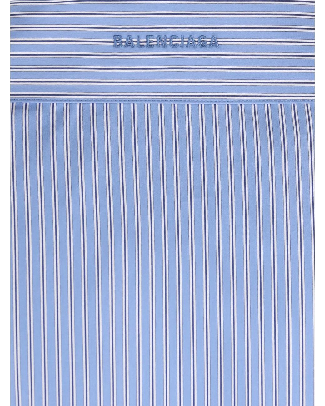 Balenciaga Blue Off-Shoulder Striped Shirt