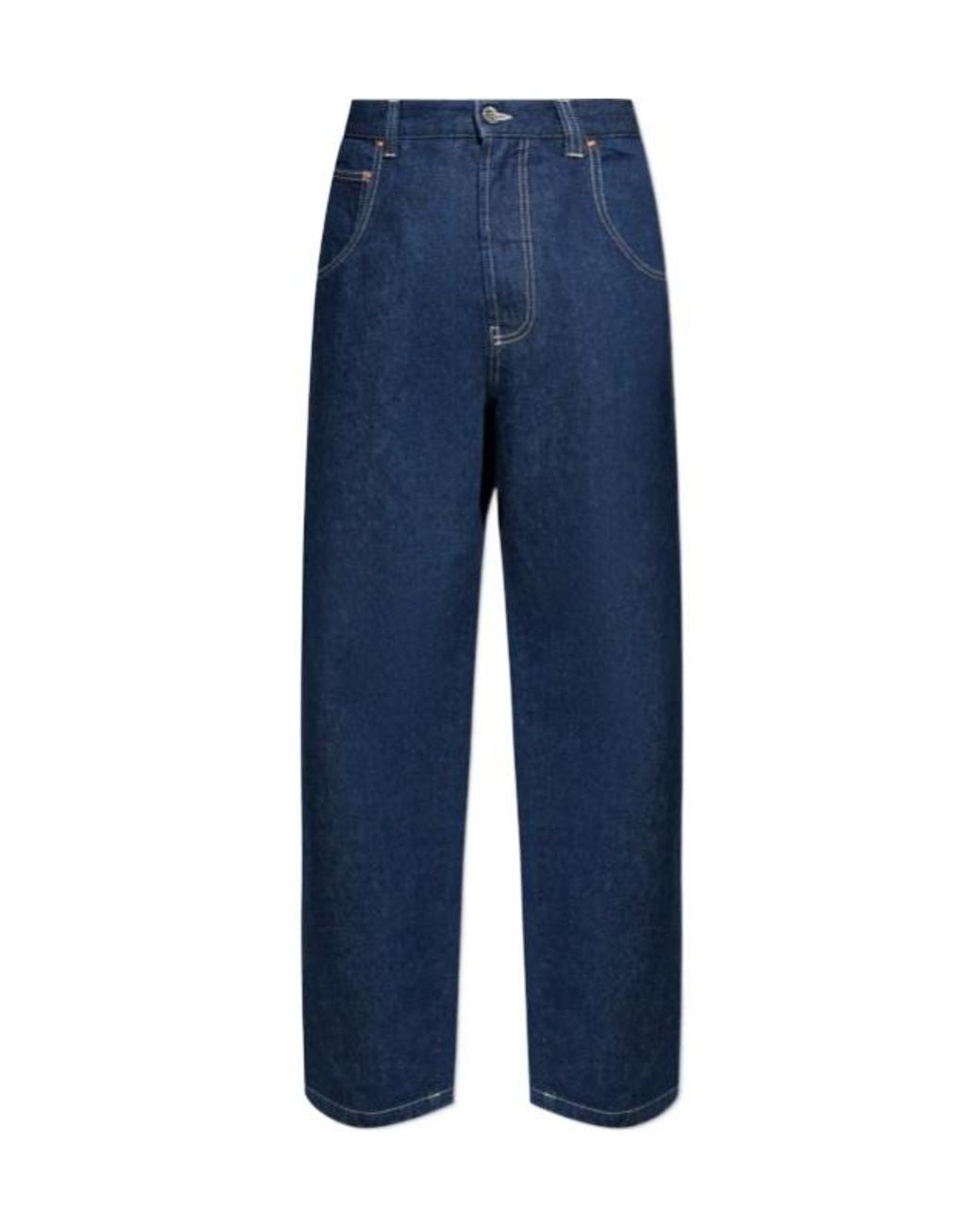 Vetements Blue Logo Patch Topstitching Jeans for men