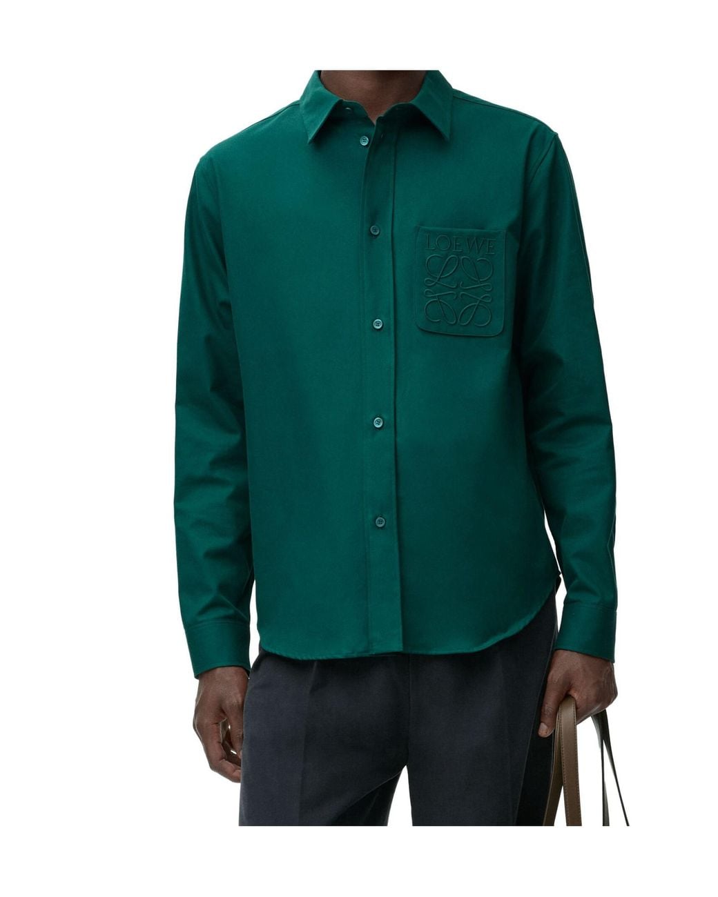 Loewe Green Anagram Embroidered Shirt for men
