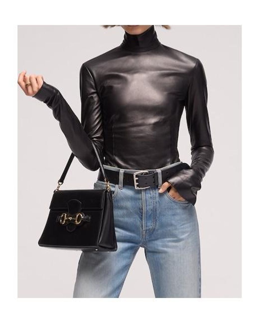 Gucci Black Long-Sleeve Turtleneck Top
