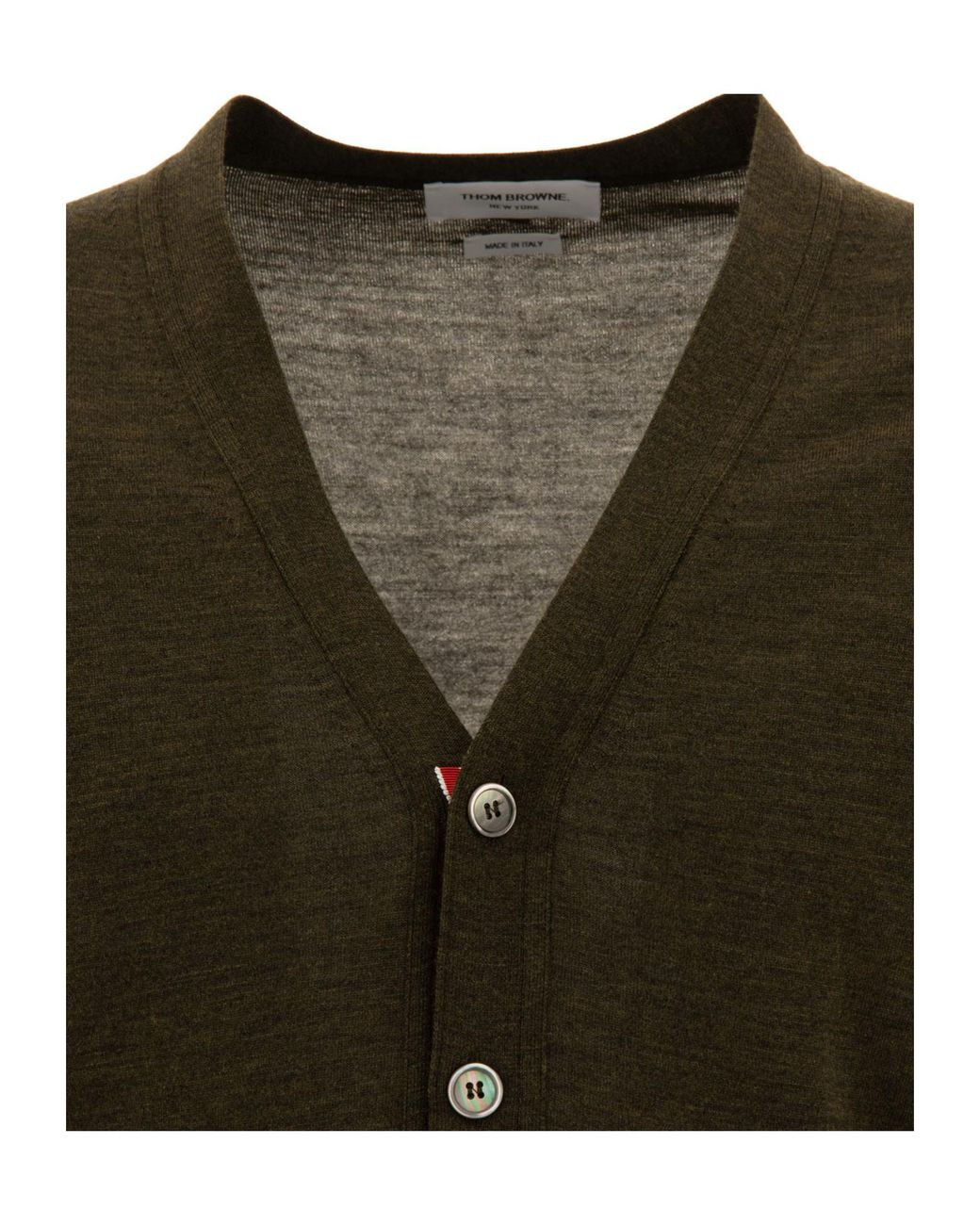 Thom Browne Green 4-Bar V-Neck Buttoned Cardigan for men